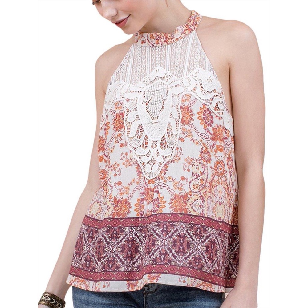 Coco & Jamieson Halter Top Blouse Multicolored Size L New with Tag